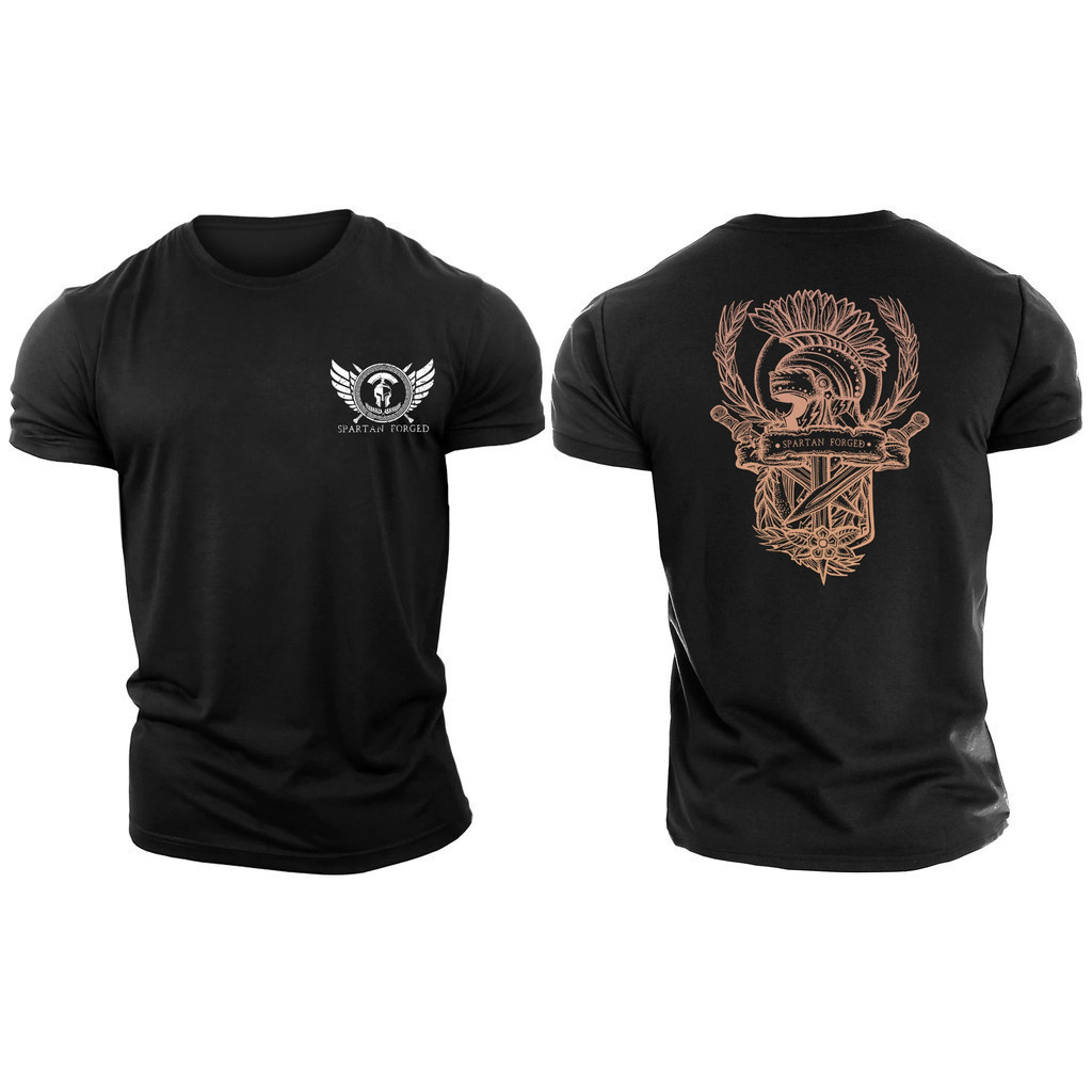 3D Printing Spartan Forged Crest Spartan Forged Gym เสื้อยืดคุณภาพสูง
