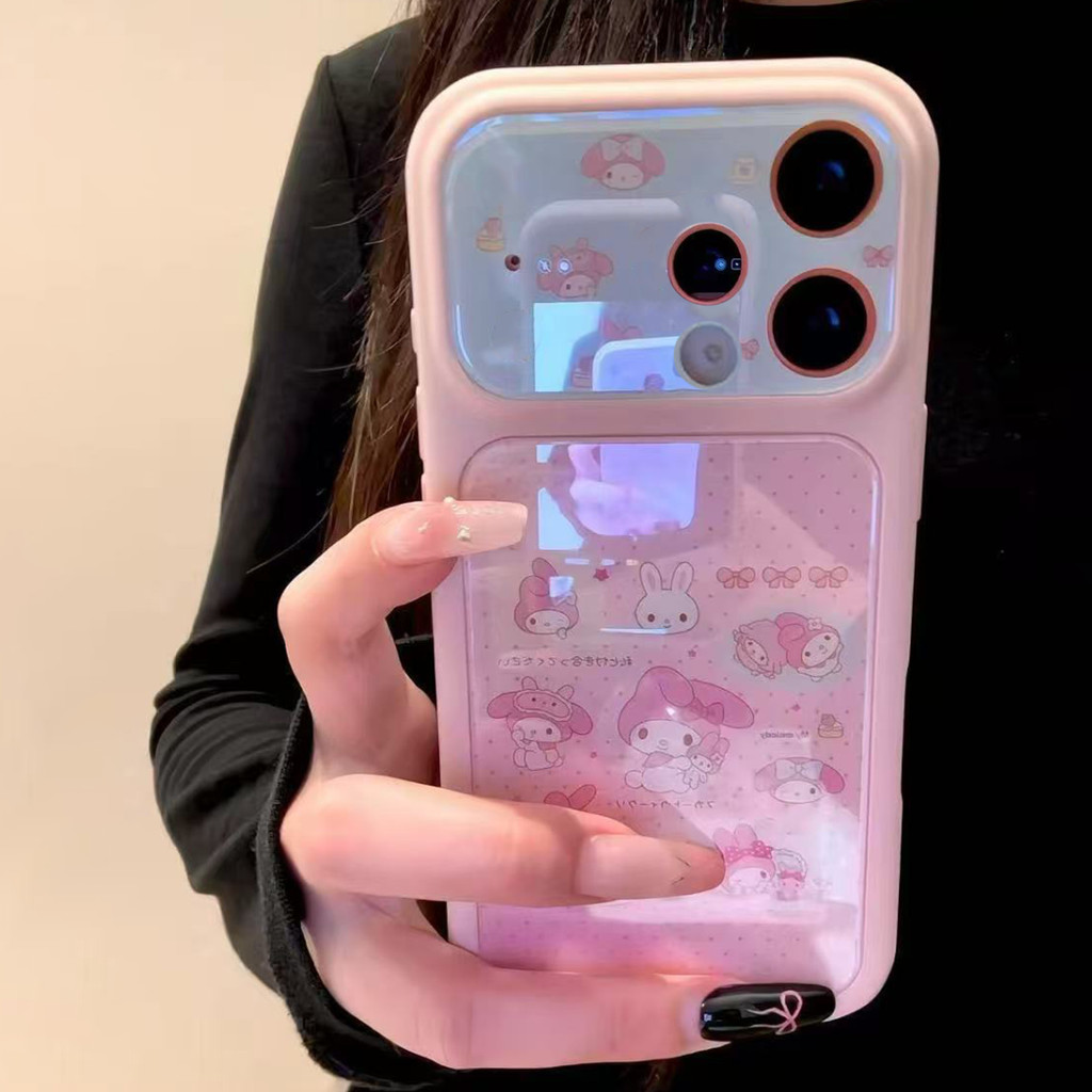เคส OPPO Reno 15 14 5G เคส OPPO Reno 14 15 Pro Max เคสน่ารัก My Melody สีโดพามีน แบล็กกิ้งแข็งกันกระแทกพร้อมขอบซิลิโคนอ่อน เคสโทรศัพท์การ์ตูน