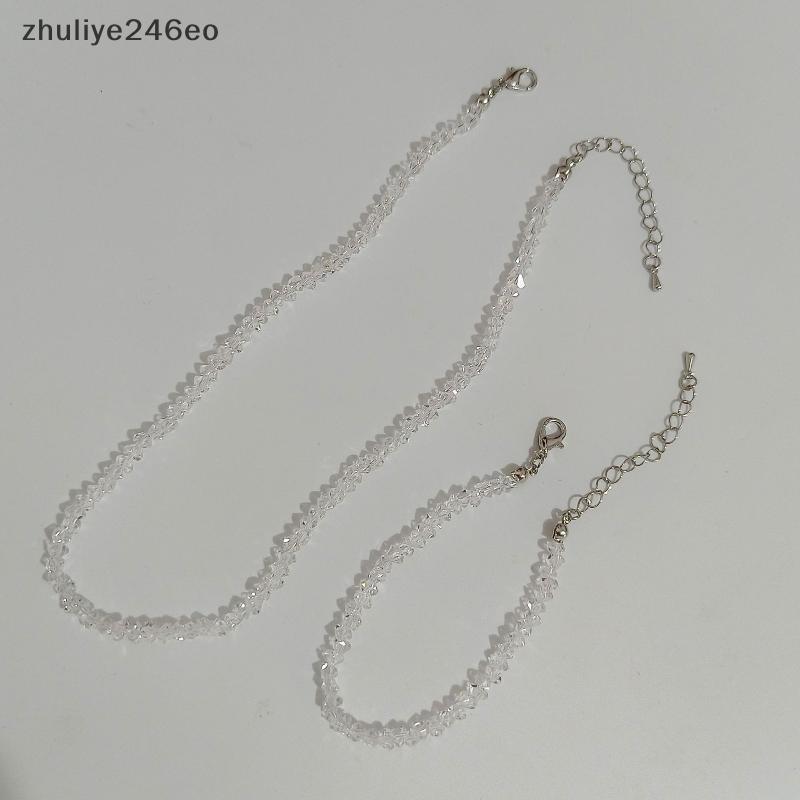 Zhuliye246eo] ลูกปัด Choker Nelace โปร่งใสคริสตัลไม่สม่ําเสมอสไตล์เกาหลี Dainty Collarbone Chain สํา