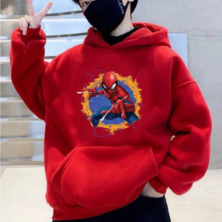 Spider-Man Hoodie ผ้าฝ้ายคุณภาพสูงหลวมรูปแบบ Streetwear น่ารักบุคลิกภาพ - Unisex Hoodie