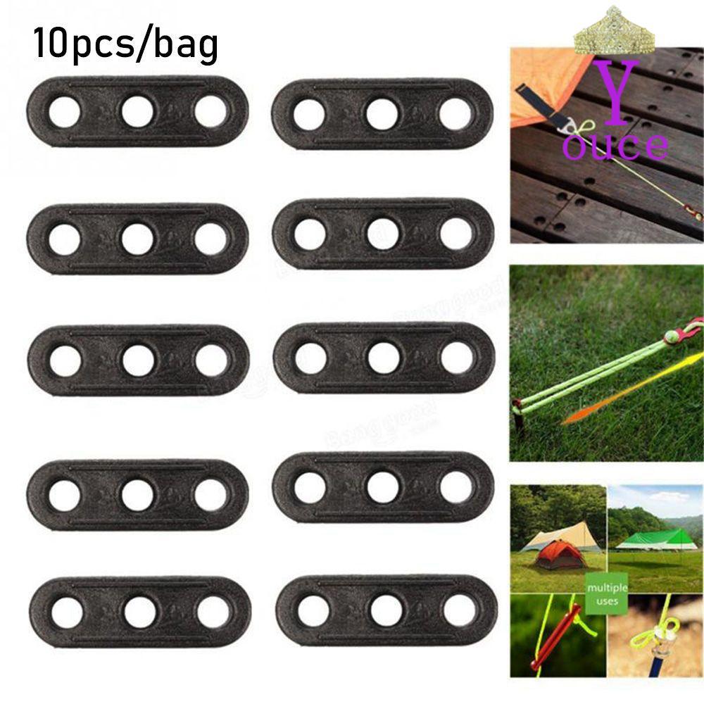 YOUCE 10 ชิ้นเชือกยึดกันสาด Wigwam ปรับ 3 หลุม Anti-slip Tensioner ล็อค