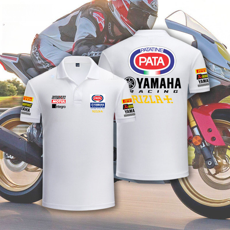 [พร้อมส่ง] ✅ เสื้อโปโล YAMAHA WSBK ทีมโรงงาน แขนสั้นคอปกฤดูร้อน สไตล์เวิร์คชอปสำหรับผู้ชาย ฝ้าย100% 
