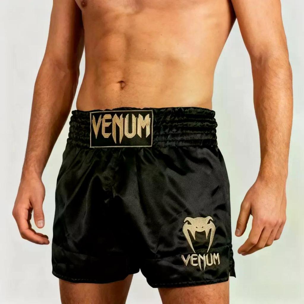 สไตล์ใหม่ VENUM Venom Muay Thai กางเกงขาสั้นต่อสู้กางเกงกีฬามวย Sanda Fighting Training ผู้ชายผู้หญิ