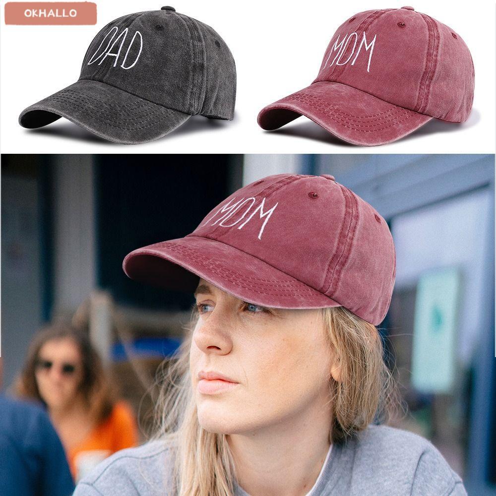 OKHALLO Distressed Faded Cap ปรับ Vintage กีฬากลางแจ้งเบสบอลหมวก