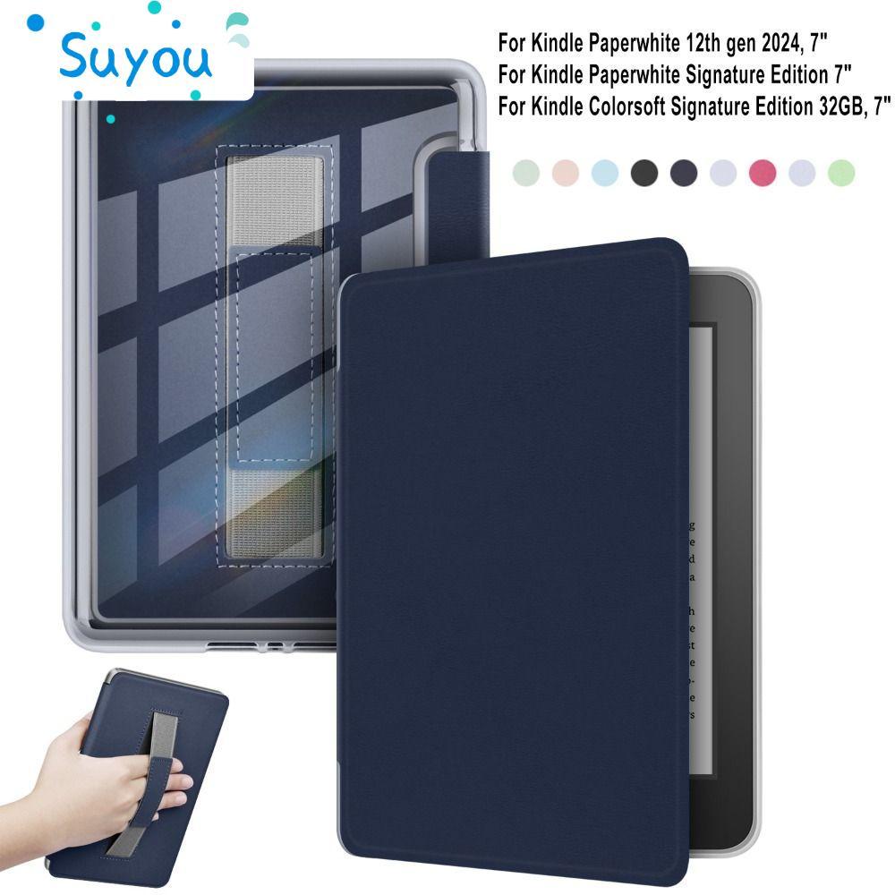 SUYOUPH , Hand Support Auto Wake/Sleep e-Reader Cover, เคสหนังทนต่อการสึกหรอสําหรับ Kindle Paperwhit
