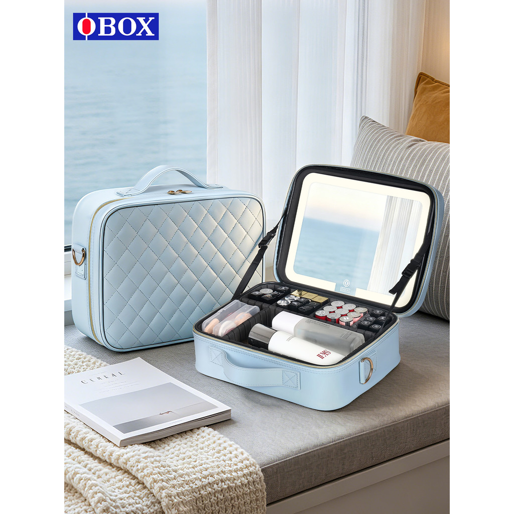 [ของขวัญวันเกิด] obox กระเป๋าเครื่องสําอางกระเป๋าเก็บเครื่องสําอางความจุขนาดใหญ่กระเป๋าไฟ LED ins ขอ