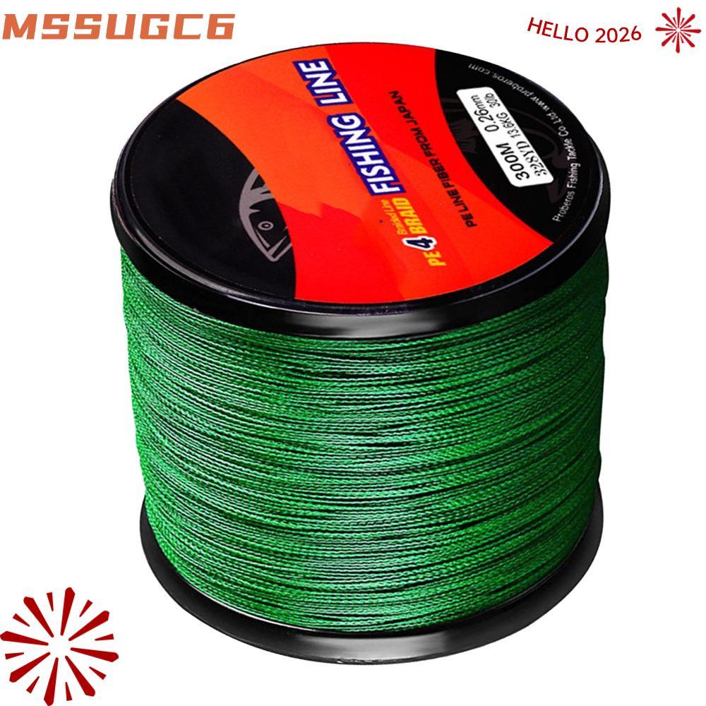 MSSUGC6 สายตกปลาถัก, สายตกปลา PE 4 Strands, ทนทาน 300 M ความยาว 30 ปอนด์แรงดึงลวดตกปลาสีเขียวสําหรับ