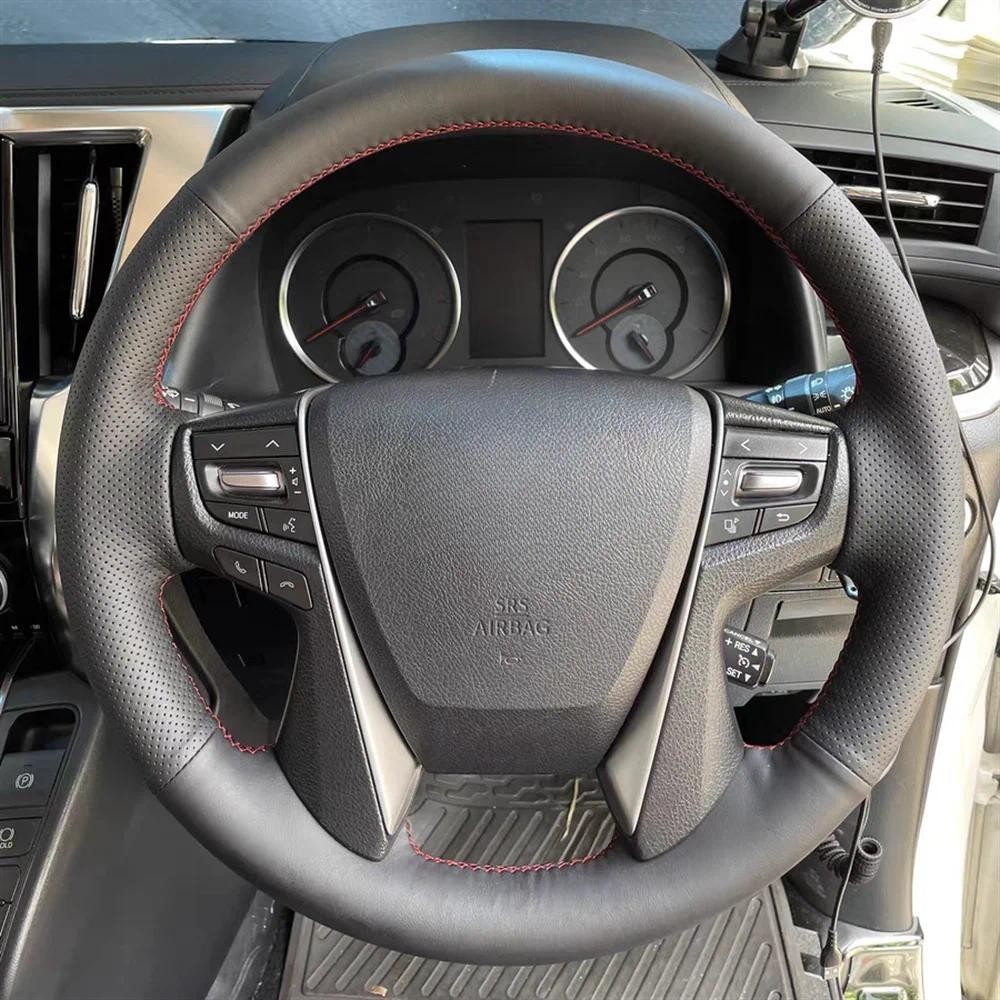 มือเย็บการปรับแต่งหนังแท้พวงมาลัยรถอุปกรณ์เสริมสําหรับ Toyota Alphard VELLFIRE 30 2016 - 2022 Volant