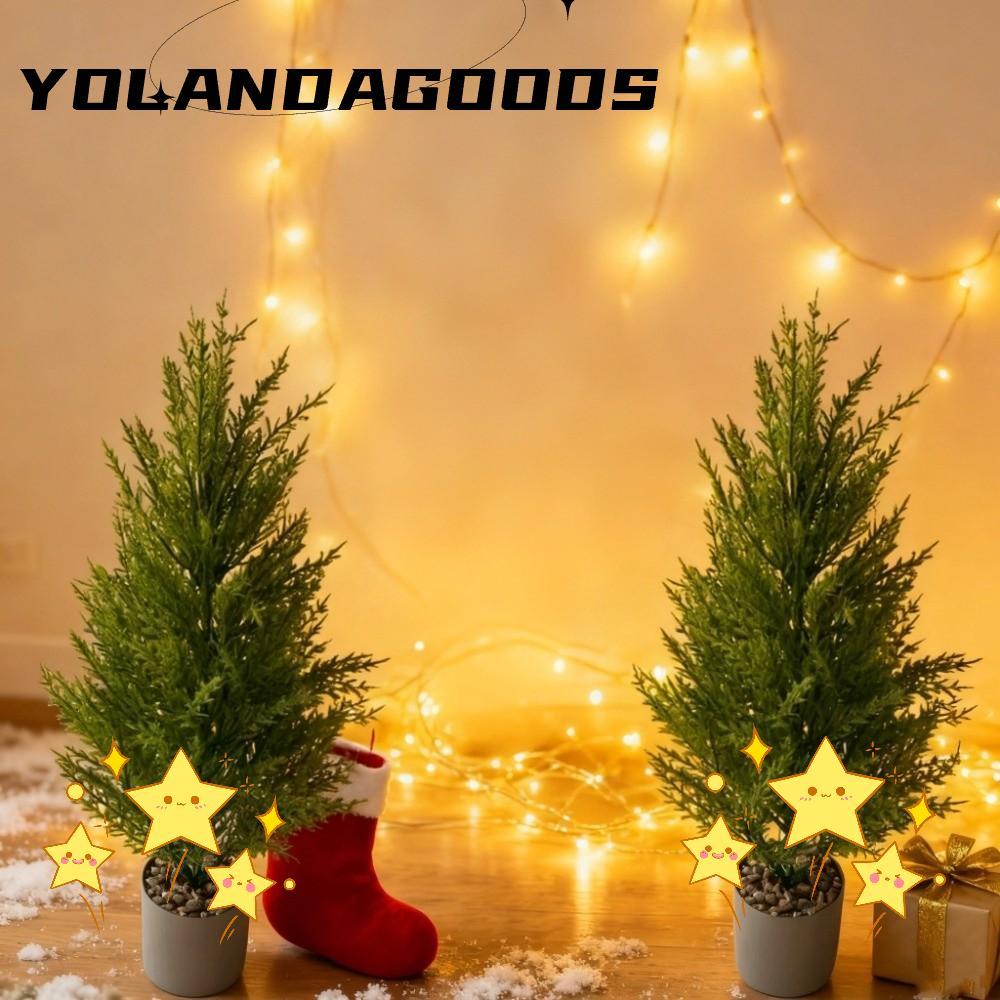 YOLA 1/2 ชิ้นประดิษฐ์ Christmas Pine Tree, พลาสติกสีเขียวสีแดงประดิษฐ์ขนาดเล็ก Pine Tree, สมจริง 42 