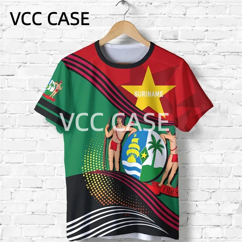 [Local Stock] VCC Surinam ธงกราฟิก T เสื้อผู้ชาย Suriname สัญลักษณ์แห่งชาติ  พิมพ์เสื้อยืดฤดูร้อน Bo