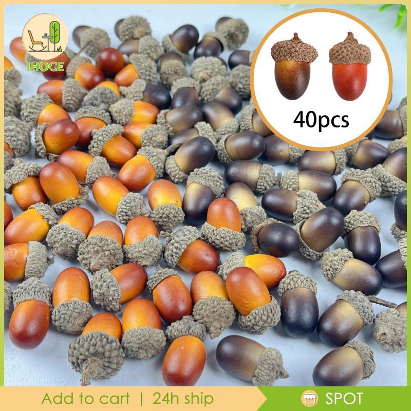 [Ihoce] 40x ประดิษฐ์ Acorns Oak Nut Plants Model สําหรับฤดูใบไม้ร่วงโปรดปรานบ้านไร่