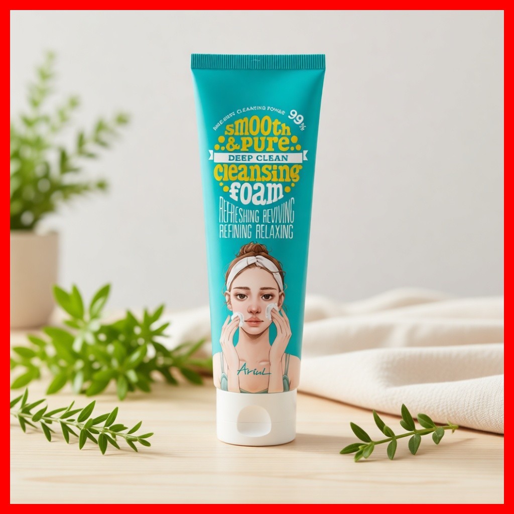 [ariel] โฟมล้างหน้า Smooth & Pure Deep Clean 120ml, 1 ชิ้น / โฟมล้างหน้าเกาหลี / สูตร Deep Clean โดย