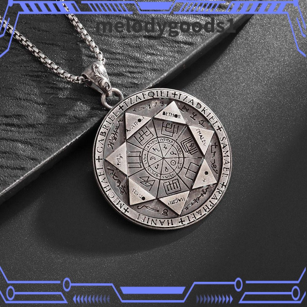 MELODYGOODS 7 Archangels Seal จี้,เครื่องประดับ Hip Hop ขัด Solomon Amulet สร้อยคอ, Cust Amulet สแตน