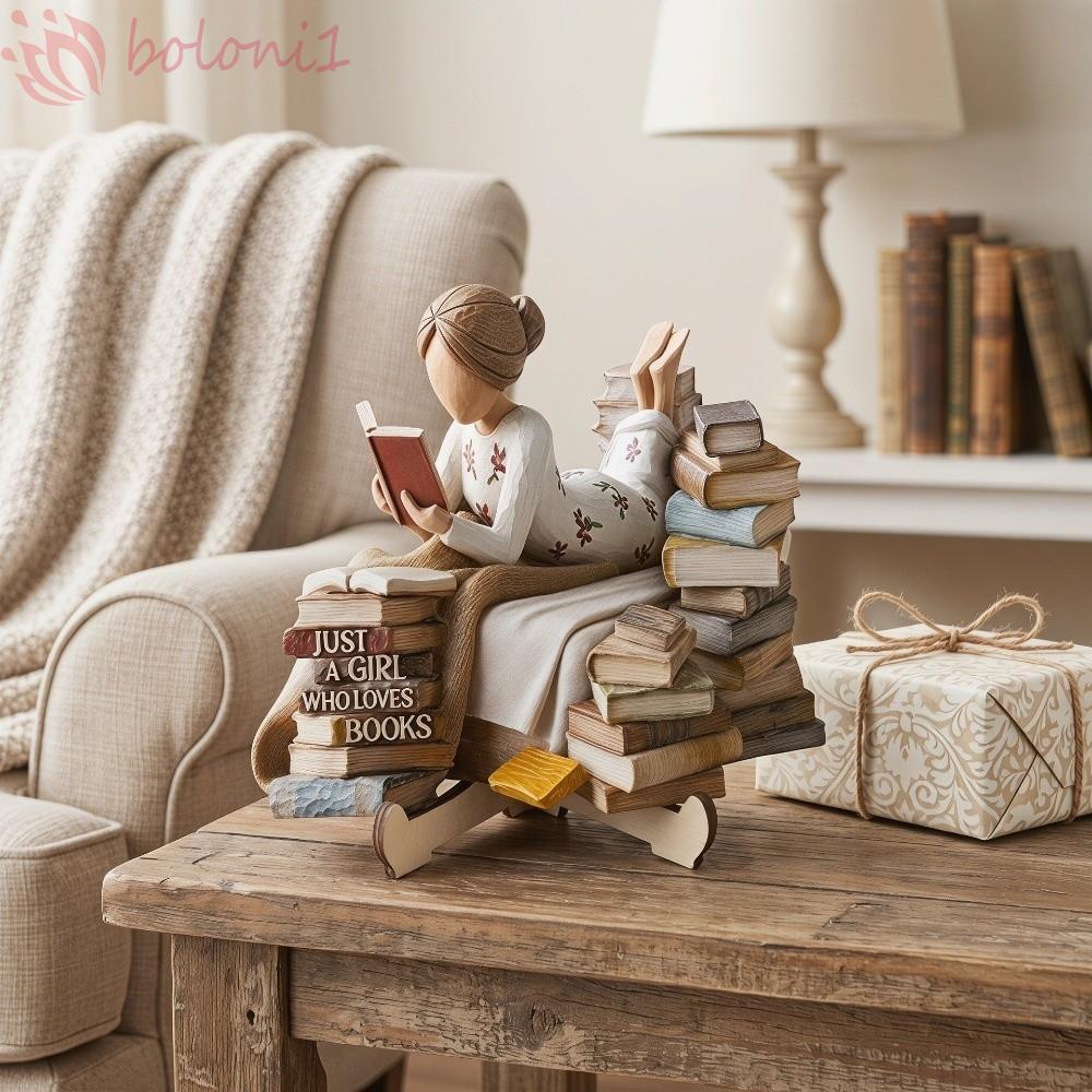 [ปลาค็อด] คนรักหนังสือรูปปั้น,วินเทจพร้อมขาตั้งไม้อ่านสาวหุ่น,ป้องกันการจับ 2ง แบนพิมพ์เพียงสาวรักหนังสืออ่านป้ายโต๊ะ