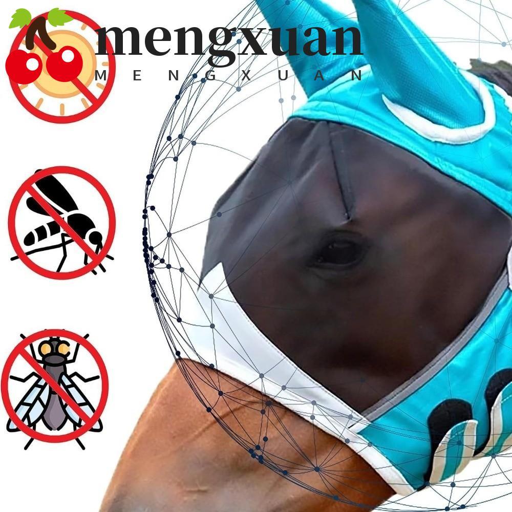 MENGXUAN Horse Fly Mask, Professional Adjustable Horse Face Cover, Horse Care Breathable Mesh สบาย A