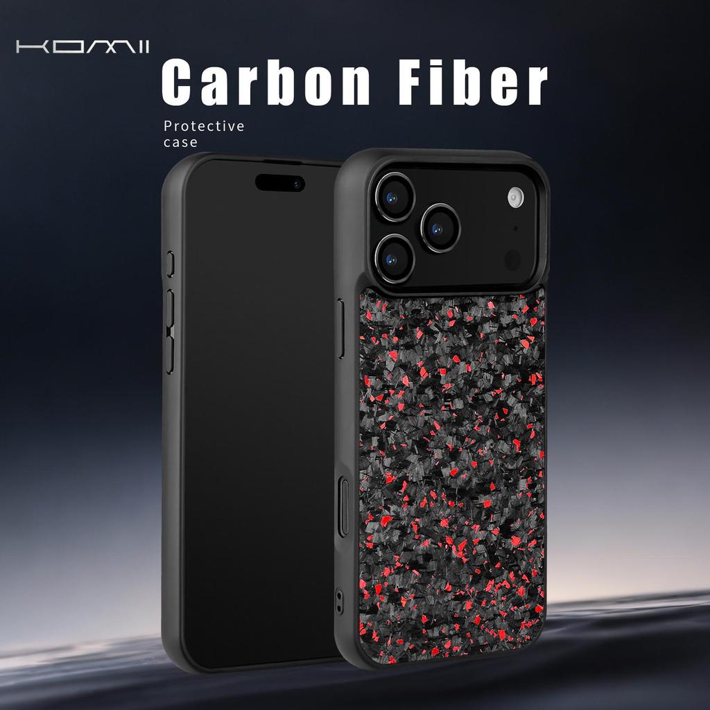 KOMII TPU soft edge Matteเม็ดเล็กคาร์บอนไฟเบอร์เคสโทรศัพท์สําหรับiPhone 18 Pro Max 17Air 17 Pro Max 16 15