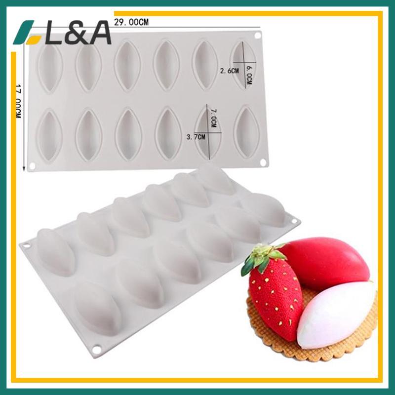L&A 12 Cavity Silicone Cake Fondant Mold Form Quynelle Shaped Mould Mousse Cake Tool .