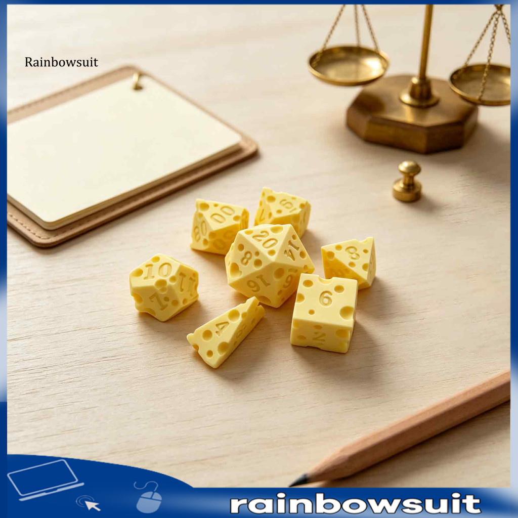 [RB] ลูกเต๋ารูปชีส 3d พิมพ์ลูกเต๋า Polyhedral 7 ชิ้น 3d พิมพ์ชีสสไตล์ Polyhedral ลูกเต๋าชุด D4/d6/d8