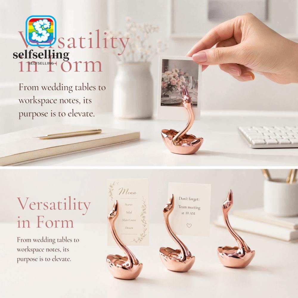 ตัวเอง ตารางจํานวนผู้ถือบันทึก, Rose Gold Easy Clamping โครงสร้าง Swan Shape ตารางการ์ดคลิป, สังกะสี