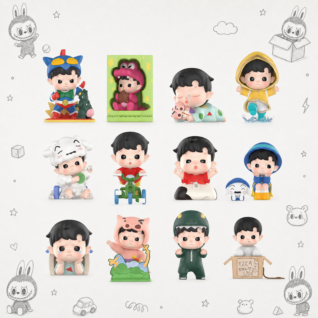 P POPMART HACIPU x Crayon Shin-Chan A Day in Kasugabu Series รูป Mystery Box อินเทรนด์เล่นของขวัญ