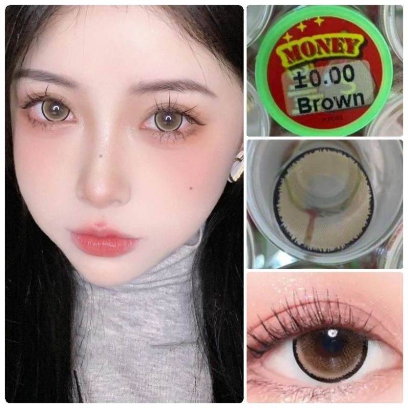 คอนแทคเลนส์ มี อย.ไทย รุ่น Money/Emma สีเทา/ตาล Gray/Brown มีค่าสายตา (0.00)-(-7.50) รายเดือน