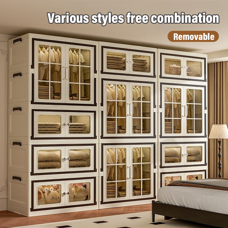 Wardrobe Foldable Large Capacity Storage Box Stackable Dustproof Clothes Storage Cabinet Simple Clot