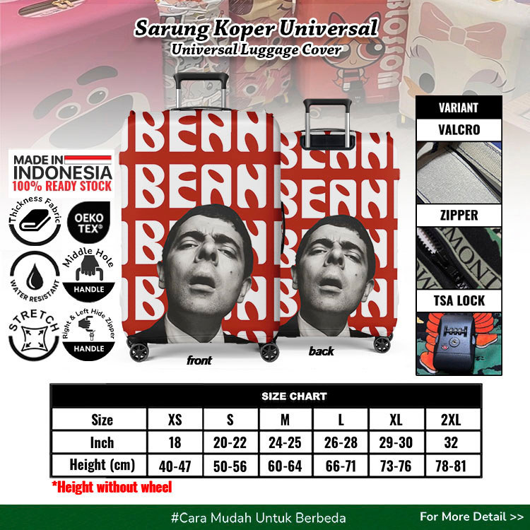 ผ้าคลุมกระเป๋าเดินทาง Mr Bean / Rowan Atkinson - Anti-Scuff ยืดหยุ่น และตัวป้องกันกระเป๋าเดินทางที่ไ