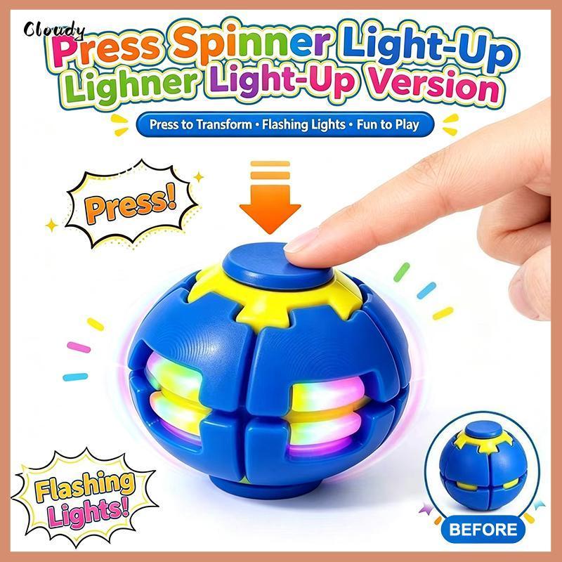 [Cloudy] LED Magic Press To Spin Stress Relief Fidget Balls ออทิสติก ADHD Focus Quiet Cool Gadgets ข
