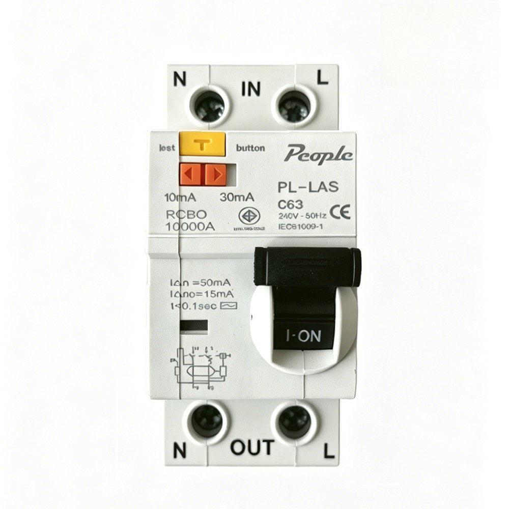 เบรกเกอร์กันดูด (กันไฟรั่ว) 2P 10000A RCBO 10mA 30mA กันดูด เบรกเกอร์ Circuit Breaker ไฟเข้าบนออกล่า