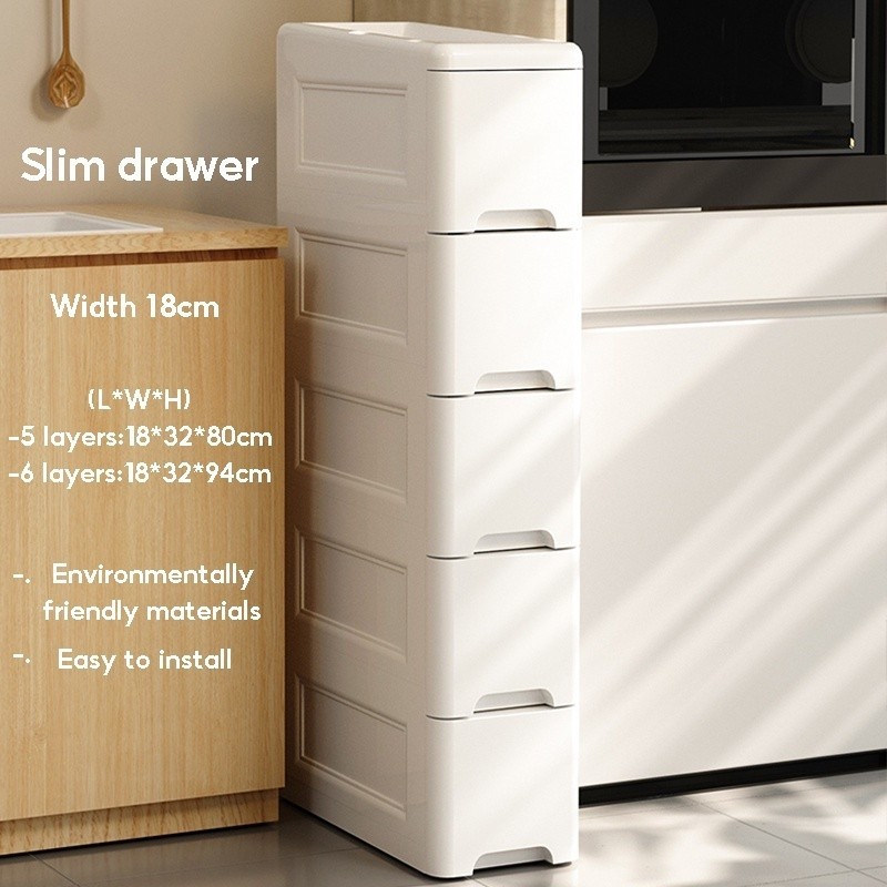 L25cm 3-7 Layers Kitchen Organizer Slim Drawer Storage Cabinet Gap Kitchen Cabinet Mobile Drawer Cab