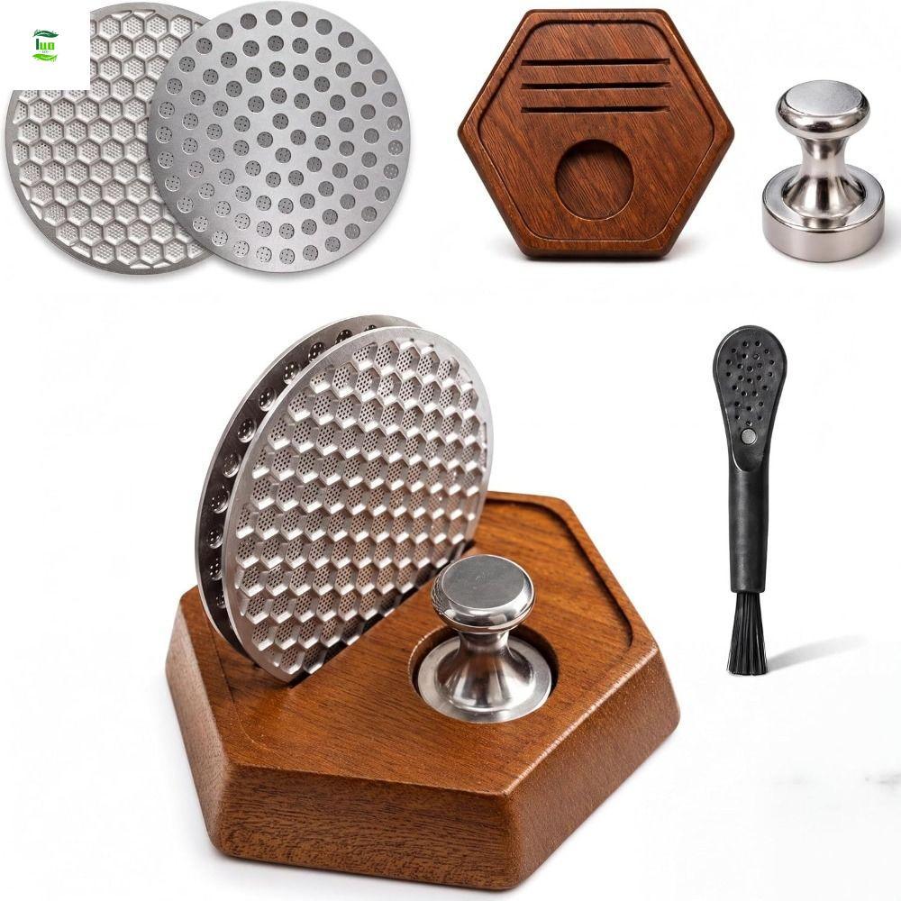 LUOLVTH Espresso Puck Screen Kit, Magnetic Pickup Nylon Brush Coffee Puck Screen Set, Dual Puck Scre