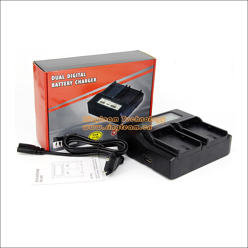 LPE6 LP-E6 แบตเตอรี่ Quick Dual Charger พร้อม LCD สําหรับกล้องดิจิตอล Canon EOS 5D Mark 2 3 4 6D 6D2