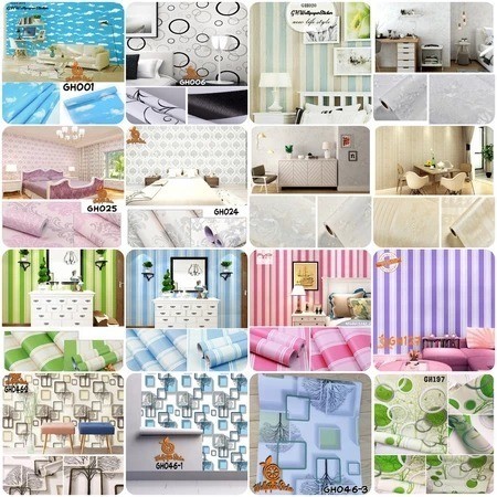 WDL - Aesthetic Wall Paper for Girls Bedroom 7.5M Aesthetic Striped Motif Living Room Sticker วอลล์เ