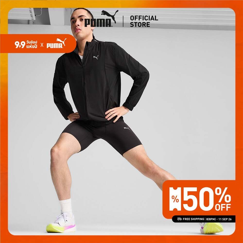 PUMA Running เสื้อแจ็คเก็ตวิ่งผ้าทอ VELOCITY สำหรับผู้ชาย สีดำ - 52660701