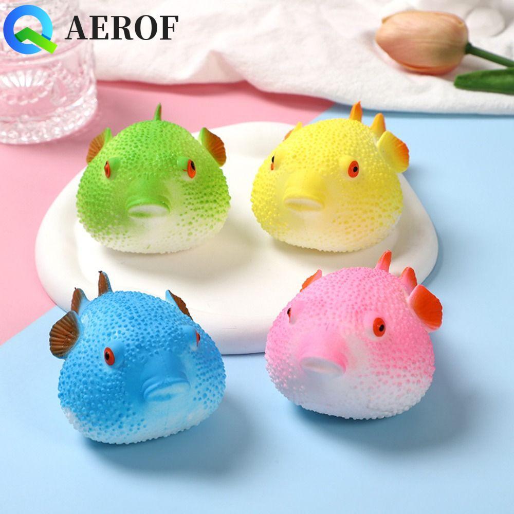 AEROF Pufferfish บีบของเล่นหยิก, Pufferfish TPR Pufferfish บีบของเล่น, น่ารักจําลองหยิกการ์ตูน Puffe