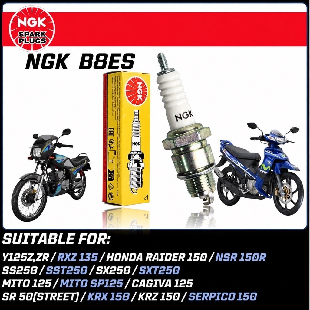 NGK SPARK PLUG B8ES B8 100% RXZ 125ZR DINAMIK NSR 150 RAIDER