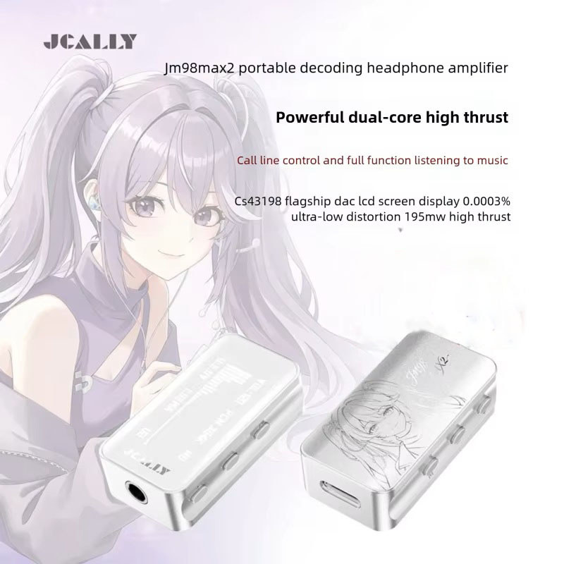 JCALLY JM98MAX2 เครื่องขยายเสียงหูฟัง DAC แบบพกพา CS43198 ชิปไฮไฟ SGM8262 Amp ชิป USB Type-C ถอดรหัส