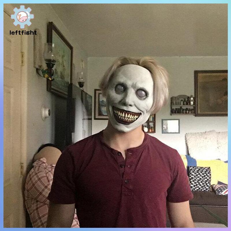 LEFT Creepy หน้ากากฮาโลวีนปีศาจยิ้มหน้ากากสยองขวัญอุปกรณ์ประกอบฉากคอสเพลย์ GHT