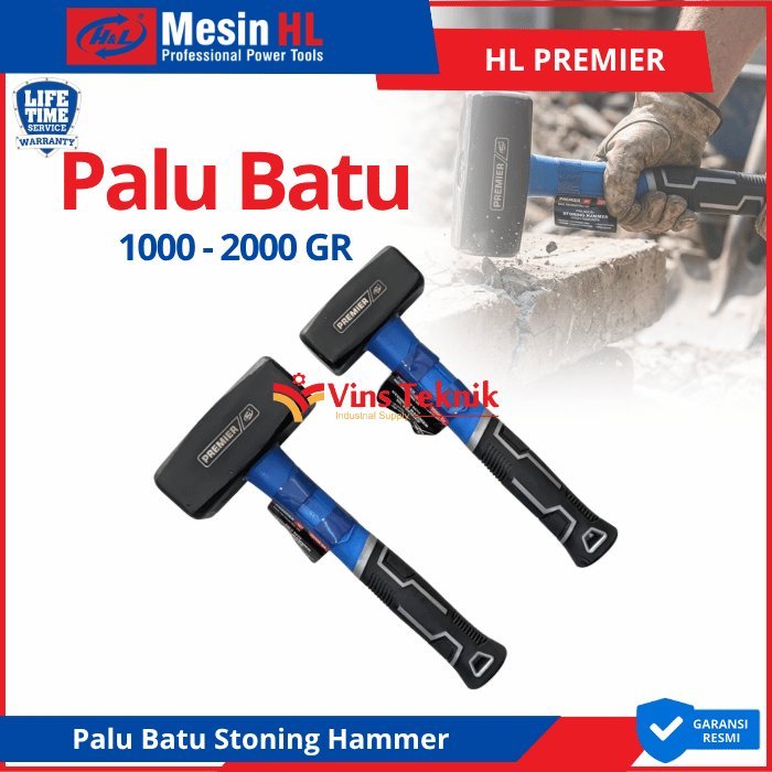 H&L HL PREMIER Stoning Hammer ค้อนหินเหล็กคาร์บอนสูงสําหรับงานหนัก 1000 2000 กรัม