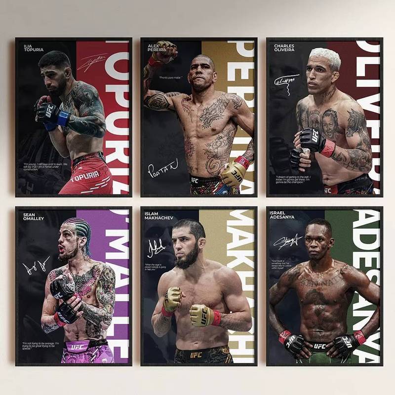 Ilia Topuria UFC MMA Fighter แรงบันดาลใจกีฬาโปสเตอร์ไม่มีกรอบผ้าใบ Wall Art ภาพวาด Gym ห้องนอน Wall 