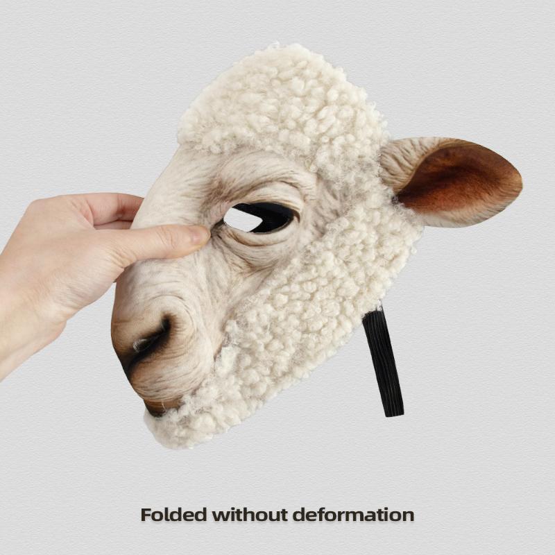 Newsmallbrains น่ากลัว Full Head หน้ากากแกะ Soft Plush EVA รายละเอียดที่สมจริง Breathable สําหรับผู้