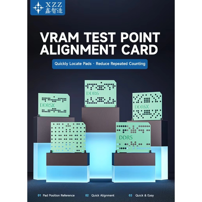 XZZ VRAM Test Point Alignment Card DDR5/DDR6 Test Point ตําแหน่งเครื่องมือป้องกัน Pin นับข้อผิดพลาดส