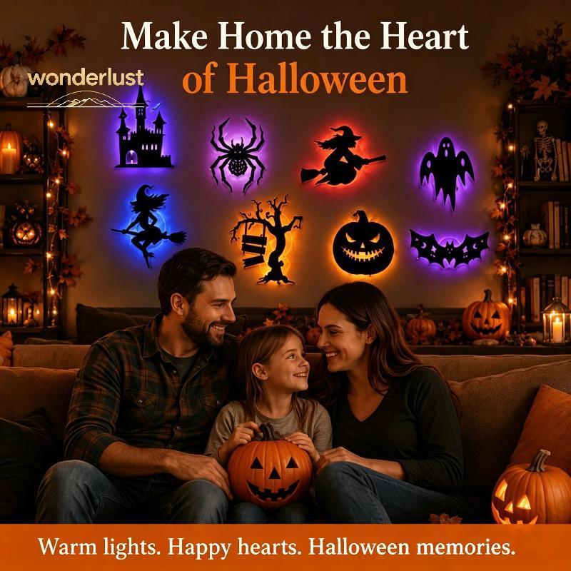 [Easy-t] 3D Halloween Night Light Wall Decor Stiers เรืองแสงที่ถอดออกได้ใน Dark Decals สําหรับห้องนั