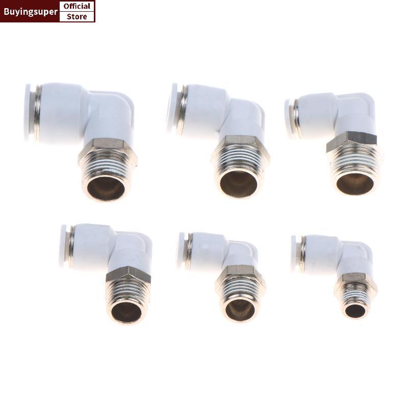 JOE 5 ชิ้น 90 องศา Push Fit ทองแดง Air Tube Connector สีขาวอุตสาหกรรมนิวเมติก PL6-01/PL6-02/PL8-02/P