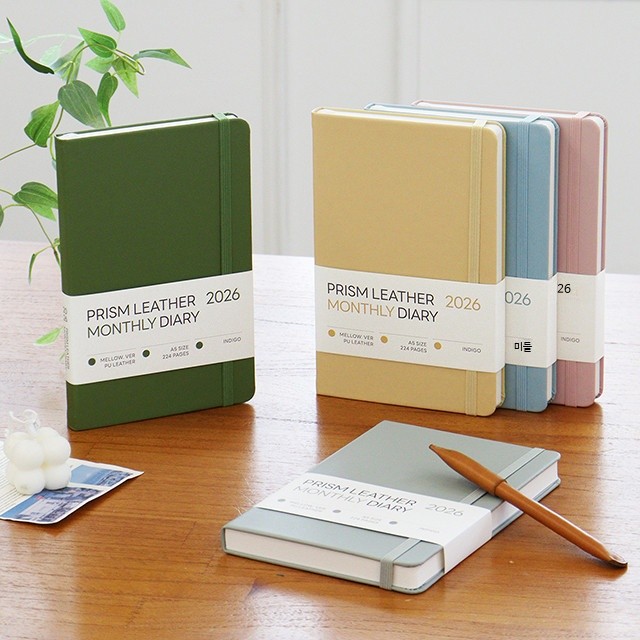 2026 KOREA DIARY — INDIGO Prism Leather A5 Monthly Diary
