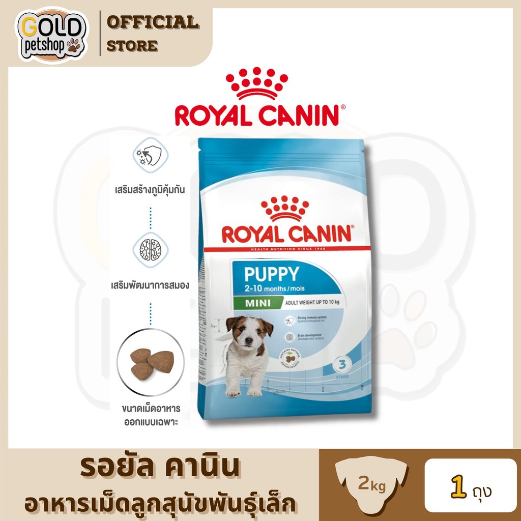 Royal Canin อาหารเม็ด อาหารสุนัข สูตร PUPPY mini (ขนาด 2kg) ลูกสุนัขพันธุ์เล็ก เกรดพรีเมี่ยม