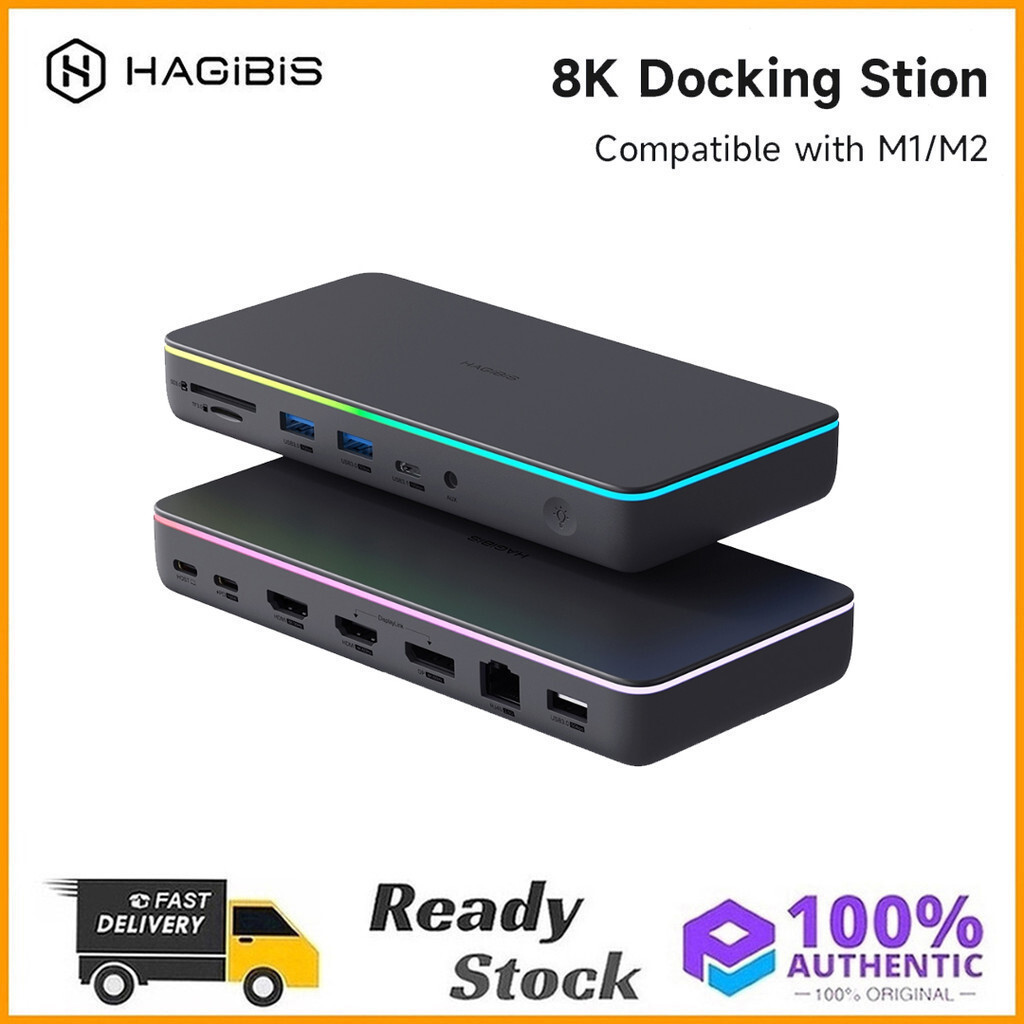 Hagibis DisplayLink Docking Station สําหรับ MacBook M1/M2/Windows Triple Display 3 จอภาพ DisplayPort