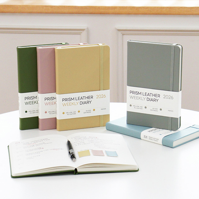 2026 KOREA DIARY — INDIGO Prism Leather A5 Weekly Diary