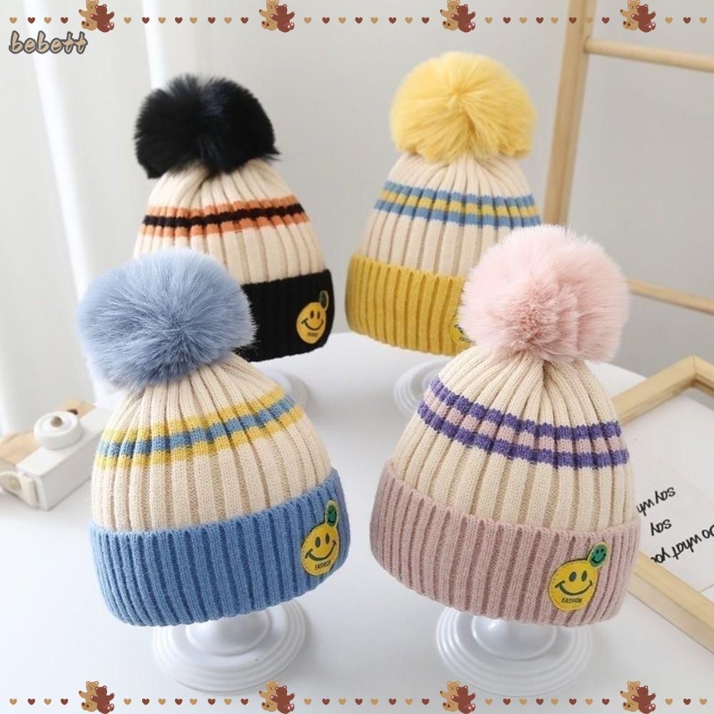 BEBETTERM Pullover Cap, Windproof Warm Ear Protection Hat, Coldproof Pompom Beanie Hat 0-3Y