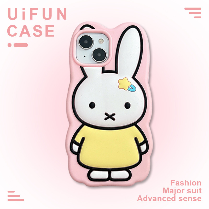 3D น่ารักการ์ตูนกระต่ายซิลิโคนนุ่มโทรศัพท์มือถือสําหรับ iPhone 17 16 15 14 13 Pro Max 17Promax Anti-fall ป้องกันมือถือฝาหลัง Shell